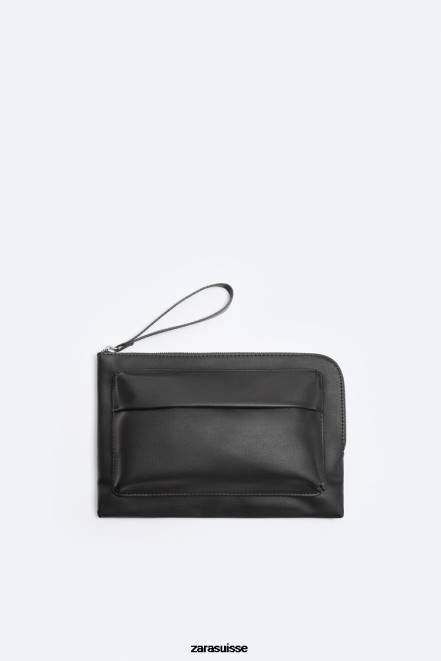 Zara accessoires P66V1310 Hommes pochette texturée noir