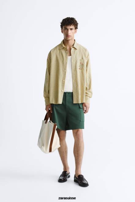 Zara accessoires P66V1312 Hommes sac fourre-tout en toile/cuir - édition limitée blanc cassé