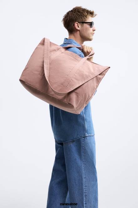 Zara accessoires P66V1313 Hommes sac fourre-tout en toile rose