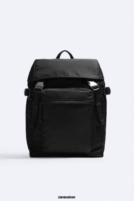 Zara accessoires P66V1319 Hommes sac à dos en nylon noir