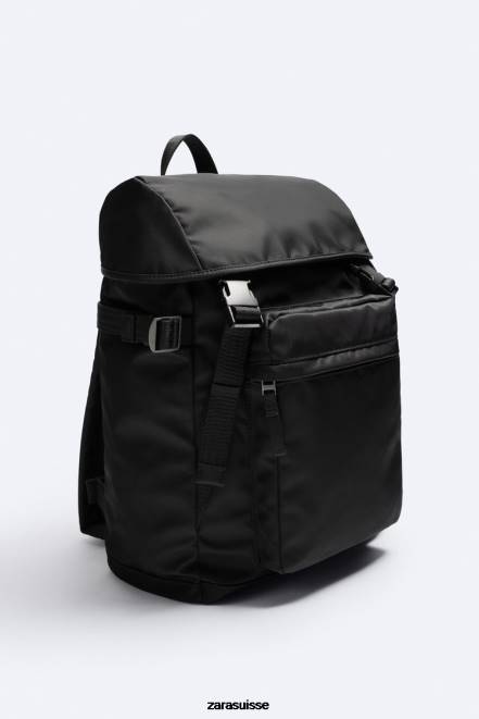 Zara accessoires P66V1319 Hommes sac à dos en nylon noir