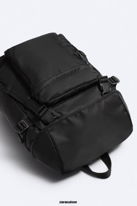 Zara accessoires P66V1319 Hommes sac à dos en nylon noir