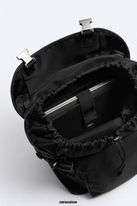 Zara accessoires P66V1319 Hommes sac à dos en nylon noir