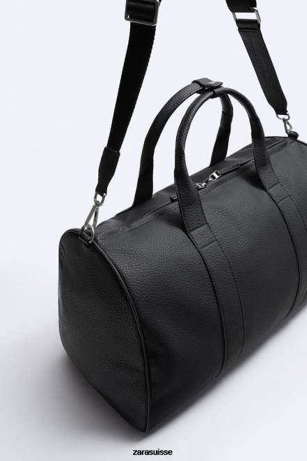 Zara accessoires P66V1329 Hommes sac de sport grainé noir