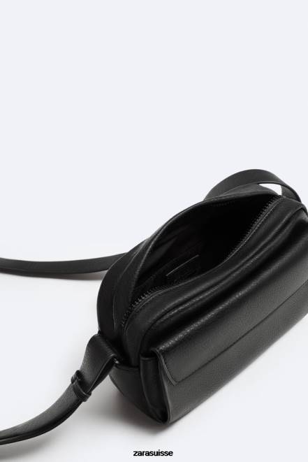 Zara accessoires P66V1332 Hommes sac bandoulière grainé noir