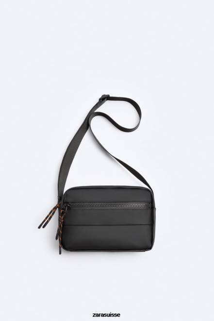 Zara accessoires P66V1333 Hommes sac bandoulière caoutchouté noir