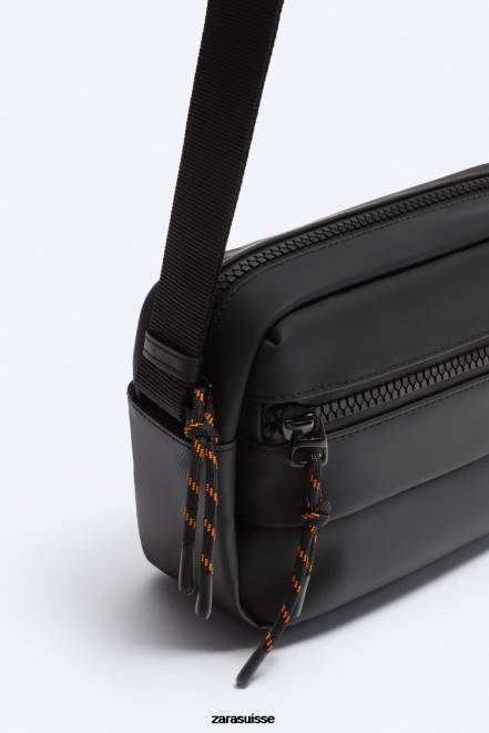 Zara accessoires P66V1333 Hommes sac bandoulière caoutchouté noir