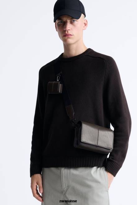 Zara accessoires P66V1334 Hommes sac à bandoulière avec porte-monnaie brun
