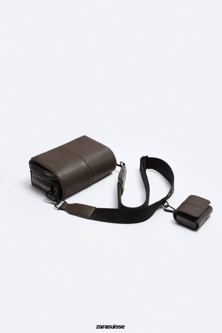 Zara accessoires P66V1334 Hommes sac à bandoulière avec porte-monnaie brun