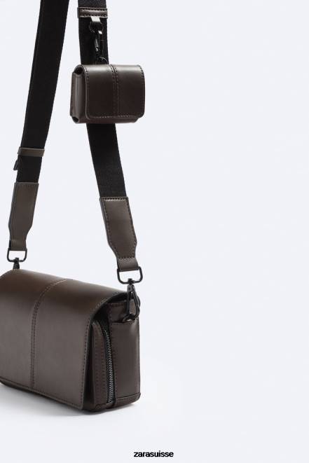 Zara accessoires P66V1334 Hommes sac à bandoulière avec porte-monnaie brun