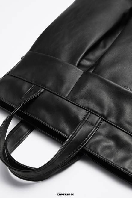 Zara accessoires P66V1336 Hommes sac fourre-tout souple à double poche noir