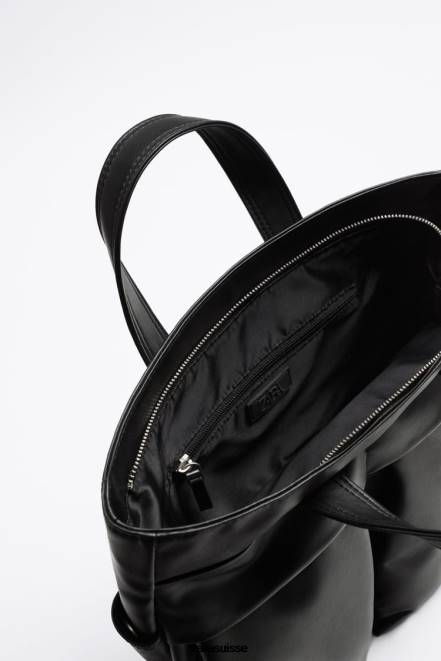 Zara accessoires P66V1336 Hommes sac fourre-tout souple à double poche noir