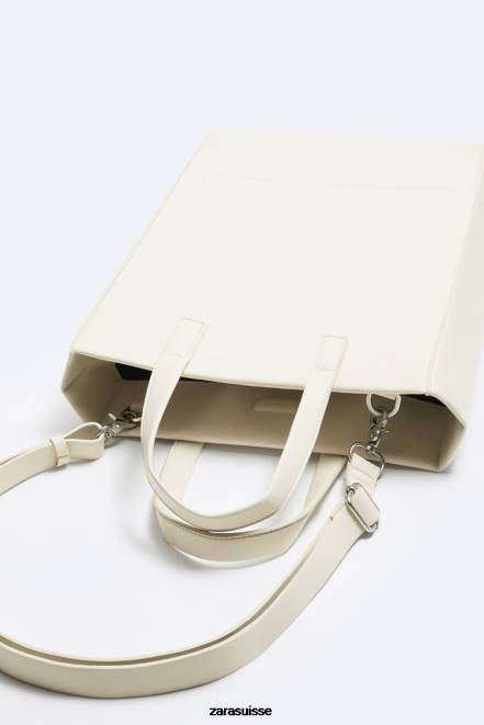 Zara accessoires P66V1340 Hommes sac fourre-tout minimal - grand blanc d'os