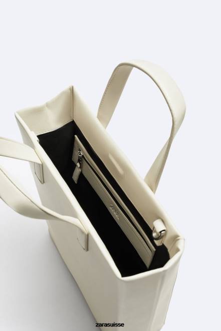 Zara accessoires P66V1340 Hommes sac fourre-tout minimal - grand blanc d'os