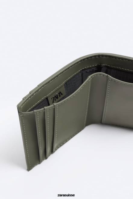 Zara accessoires P66V1341 Hommes portefeuille à fermeture éclair caoutchoutée vert kaki