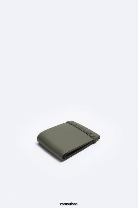 Zara accessoires P66V1342 Hommes portefeuille à deux volets caoutchouté vert kaki
