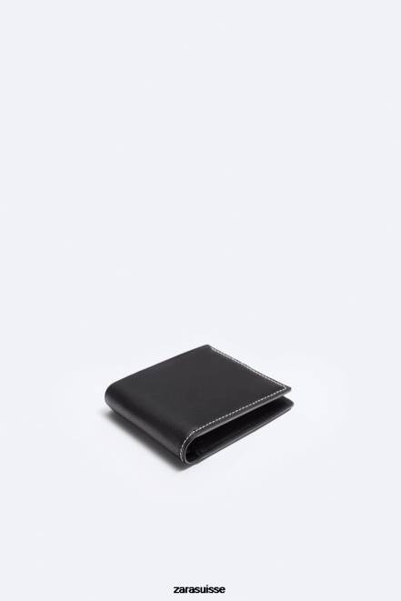 Zara accessoires P66V1344 Hommes portefeuille à deux volets noir