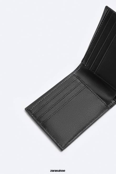 Zara accessoires P66V1344 Hommes portefeuille à deux volets noir