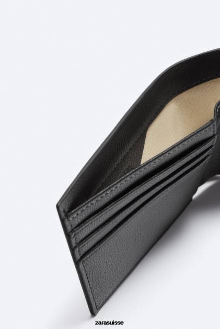 Zara accessoires P66V1344 Hommes portefeuille à deux volets noir