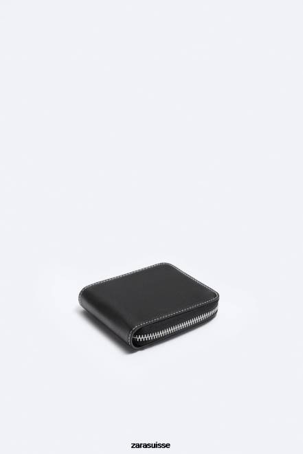 Zara accessoires P66V1345 Hommes portefeuille à fermeture éclair noir