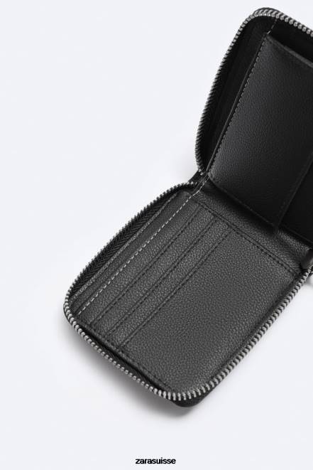 Zara accessoires P66V1345 Hommes portefeuille à fermeture éclair noir
