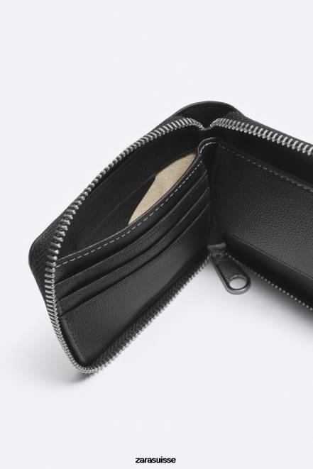 Zara accessoires P66V1345 Hommes portefeuille à fermeture éclair noir