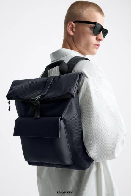 Zara accessoires P66V1348 Hommes sac à dos à rabat bleu