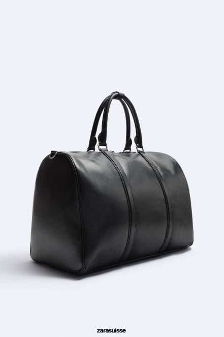 Zara accessoires P66V1349 Hommes sac de sport en cuir souple noir
