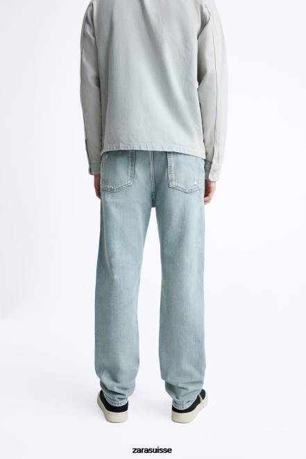 Zara vêtements P66V1088 Hommes jean coupe droite bleu