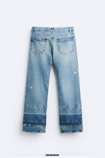 Zara vêtements P66V1092 Hommes jean déchiré décontracté bleu moyen