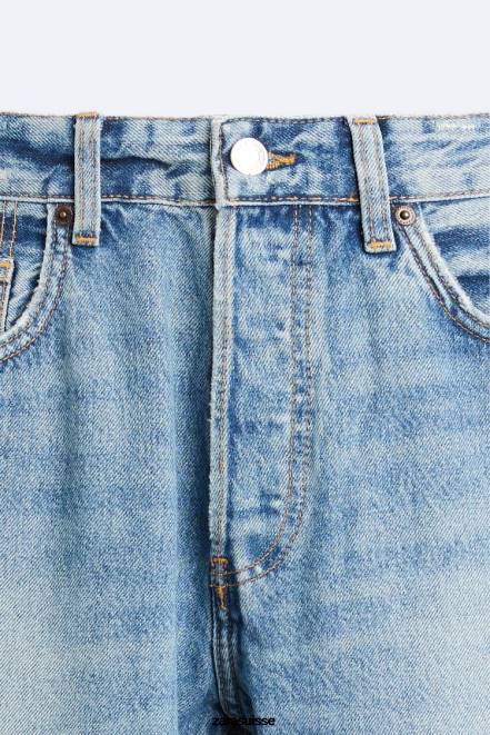 Zara vêtements P66V1092 Hommes jean déchiré décontracté bleu moyen