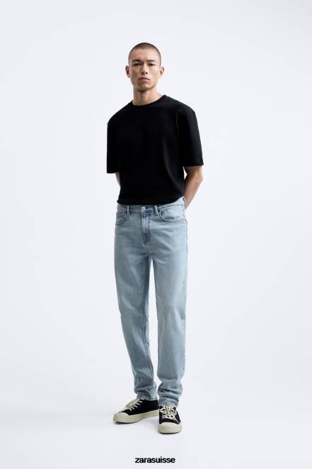 Zara vêtements P66V1094 Hommes jean slim bleu clair