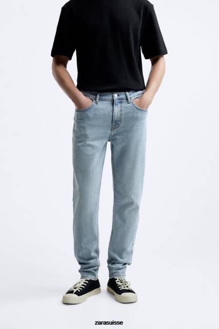 Zara vêtements P66V1094 Hommes jean slim bleu clair