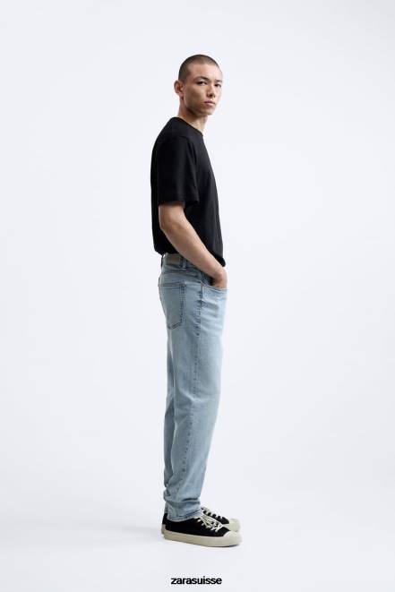 Zara vêtements P66V1094 Hommes jean slim bleu clair