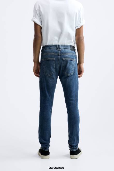 Zara vêtements P66V1095 Hommes jean skinny bleu