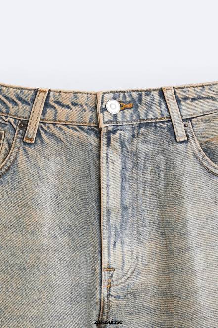 Zara vêtements P66V1099 Hommes jean effet métallisé bleu
