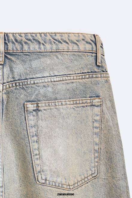 Zara vêtements P66V1099 Hommes jean effet métallisé bleu