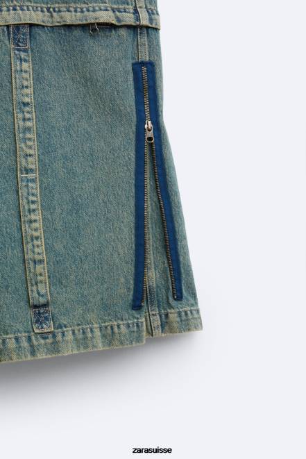 Zara vêtements P66V1103 Hommes jean cargo amovible bleu vert