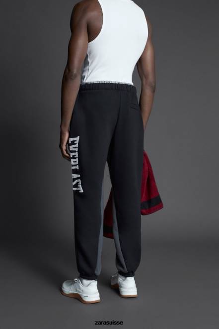 Zara vêtements P66V947 Hommes pantalon de jogging à blocs de couleurs everlast noir