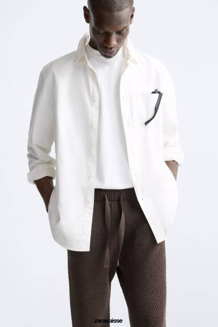 Zara vêtements P66V959 Hommes pantalon texturé au crochet chocolat