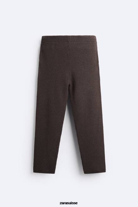 Zara vêtements P66V959 Hommes pantalon texturé au crochet chocolat