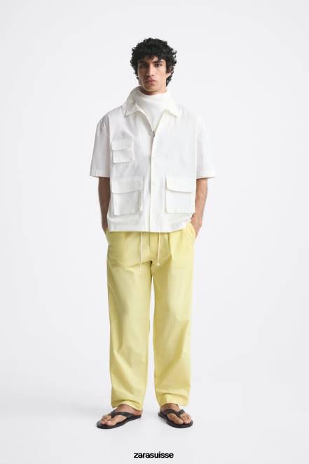 Zara vêtements P66V962 Hommes pantalon de jogging à taille vert citron