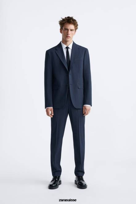 Zara vêtements P66V967 Hommes pantalon de costume à carreaux bleuâtre