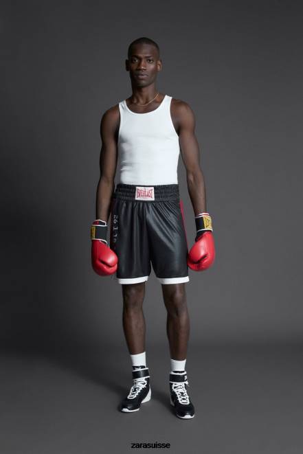 Zara vêtements P66V1236 Hommes short de boxe éternel noir