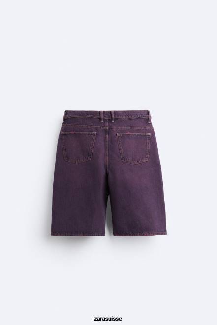 Zara vêtements P66V1240 Hommes short en jean coupe large rose