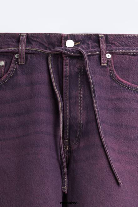 Zara vêtements P66V1240 Hommes short en jean coupe large rose