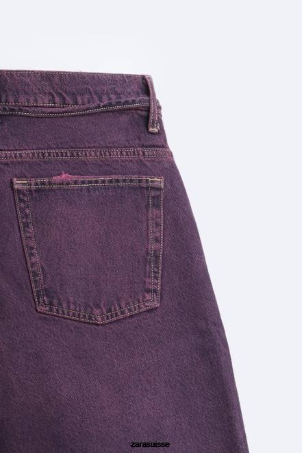 Zara vêtements P66V1240 Hommes short en jean coupe large rose