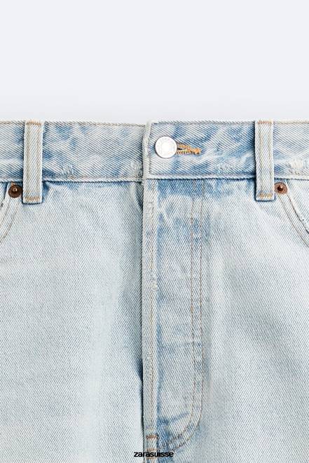 Zara vêtements P66V1244 Hommes short en jean raccourci bleu clair
