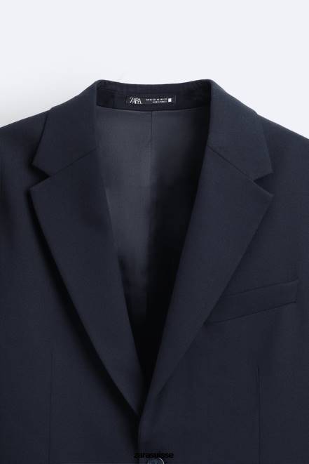 Zara vêtements P66V1136 Hommes veste de costume texturée bleu marine