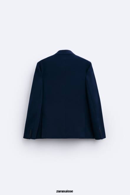 Zara vêtements P66V1139 Hommes veste de costume coupe slim bleu marine